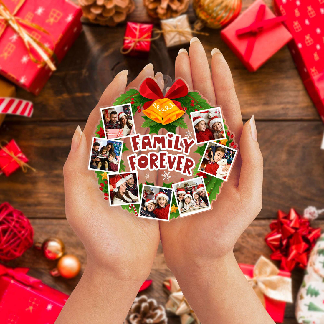 Personalized Acrylic Photo Family Tree Christmas Ornament 2025, Decorations Gifts for Grandparents, Dad, Mom, Kids, Friends