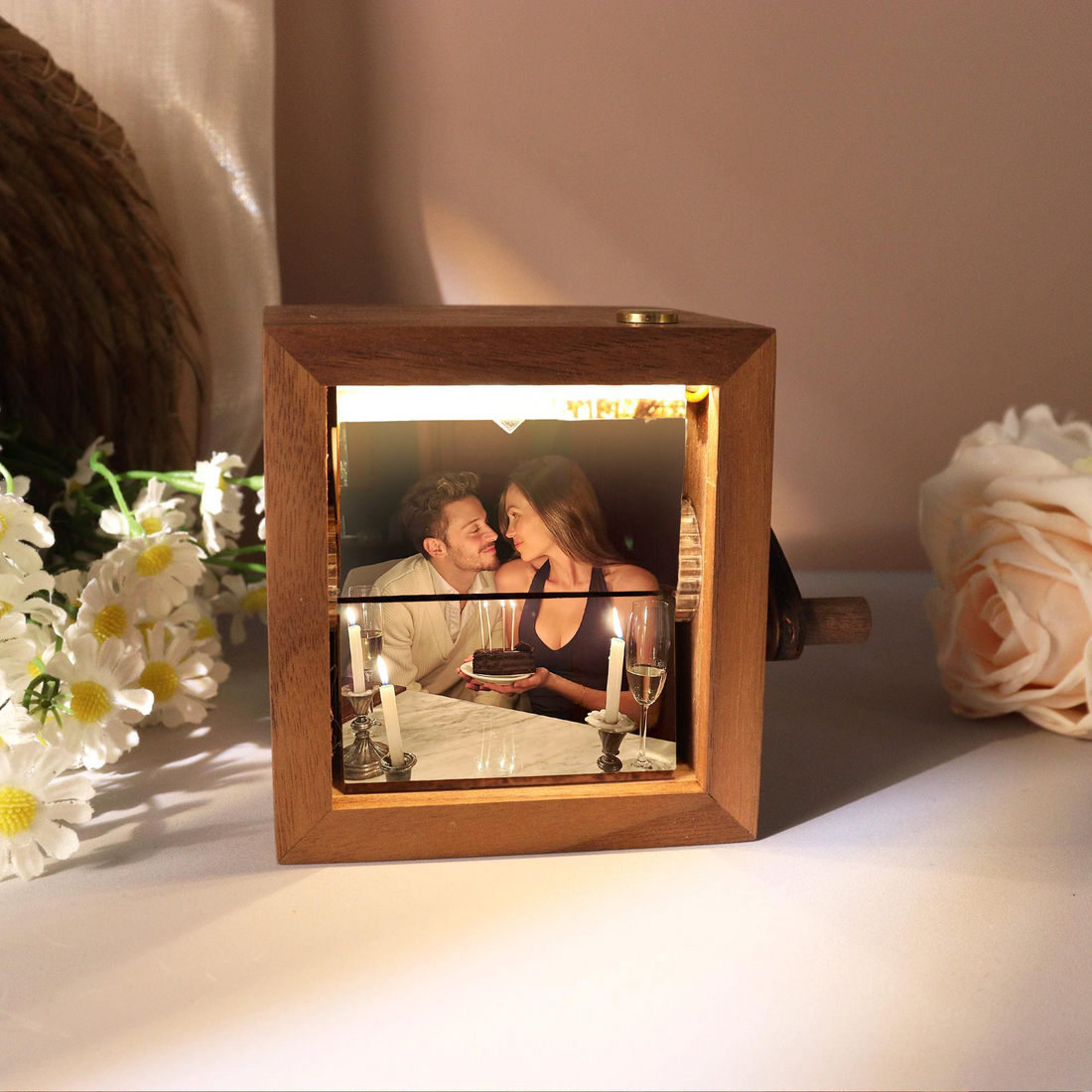 Custom Flipbook Frame Animation Machine Mechanical Hand-cranked Photo Album, Personalized Anniversary Birthday Gifts for Women Men Her Him Girlfriend Boyfriend Couple