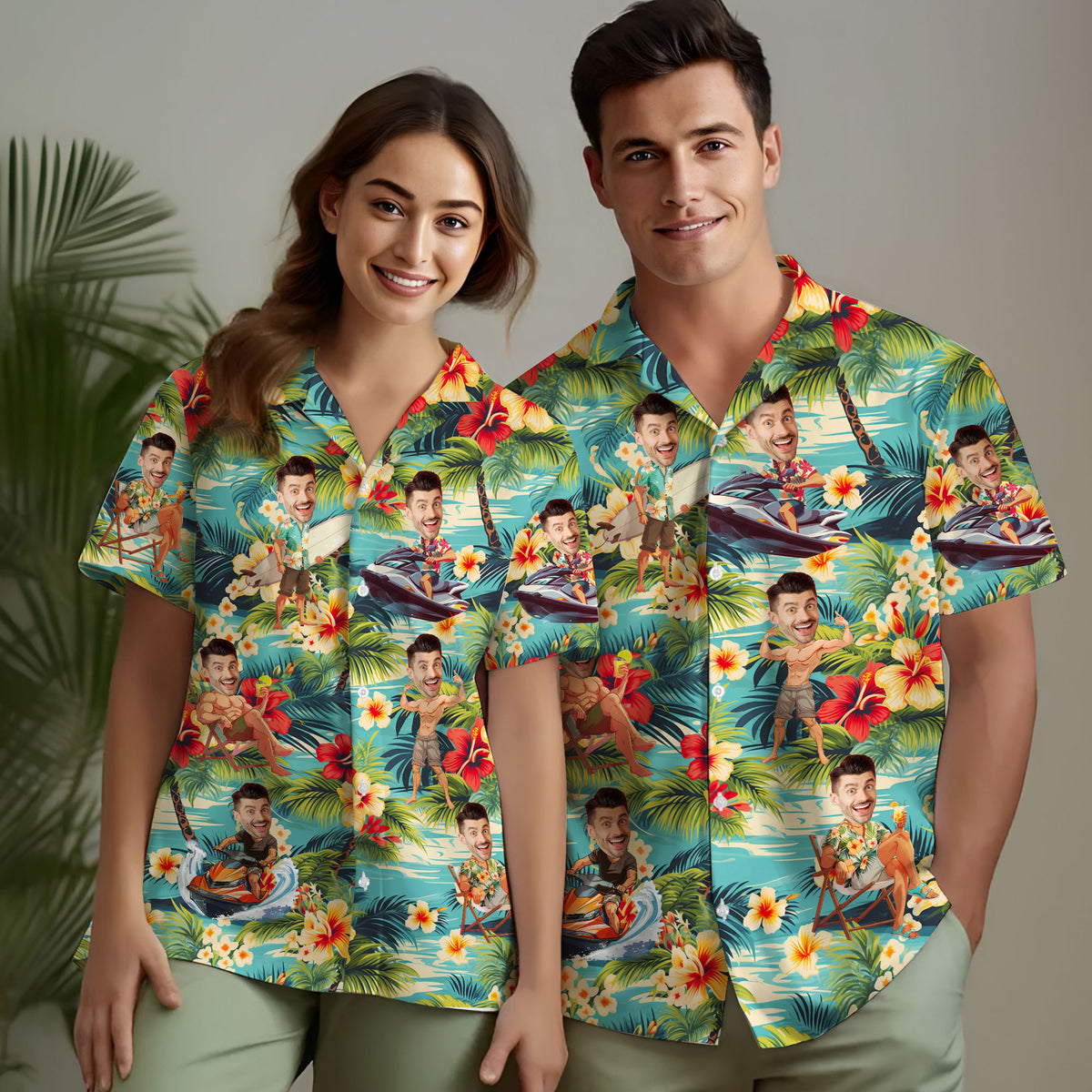 Tropical Custom Face Shirt, Birthday Gift for Him, Her, Brother, Uncle, or Travel Buddy