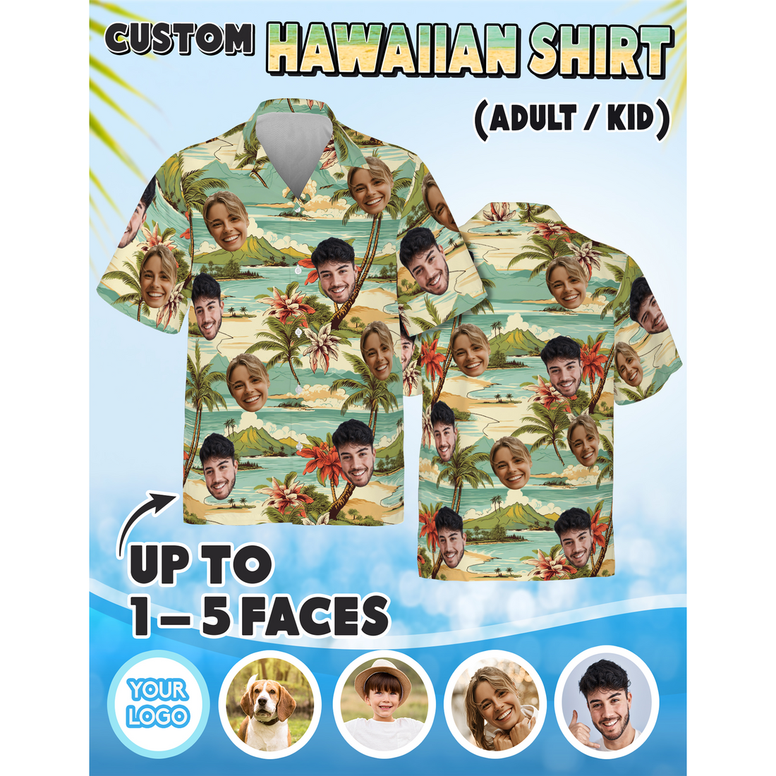 Custom Face Hawaiian Shirt, Fun Present for Best Friend or Partner
