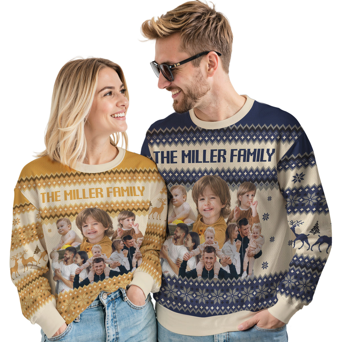 Custom Ugly Christmas Sweater for Men Women Youth Kid, Personalized Christmas Sweater with Photo Picture Face, Custom Ugly Sweatshirt for Dad Mom Boyfriend Girlfriend for Xmas Thanksgiving Style 3