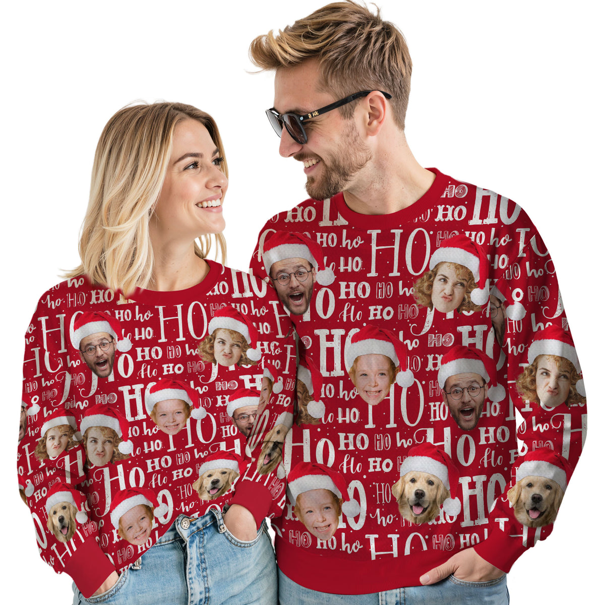 Custom Ugly Christmas Sweater for Men Women Couples Boyfriend Girlfriend Family Dad Mom, Custom Ugly Christmas Sweater with Face Photo, Personalized Sweatshirt with Picture Funny Xmas Gift ST34