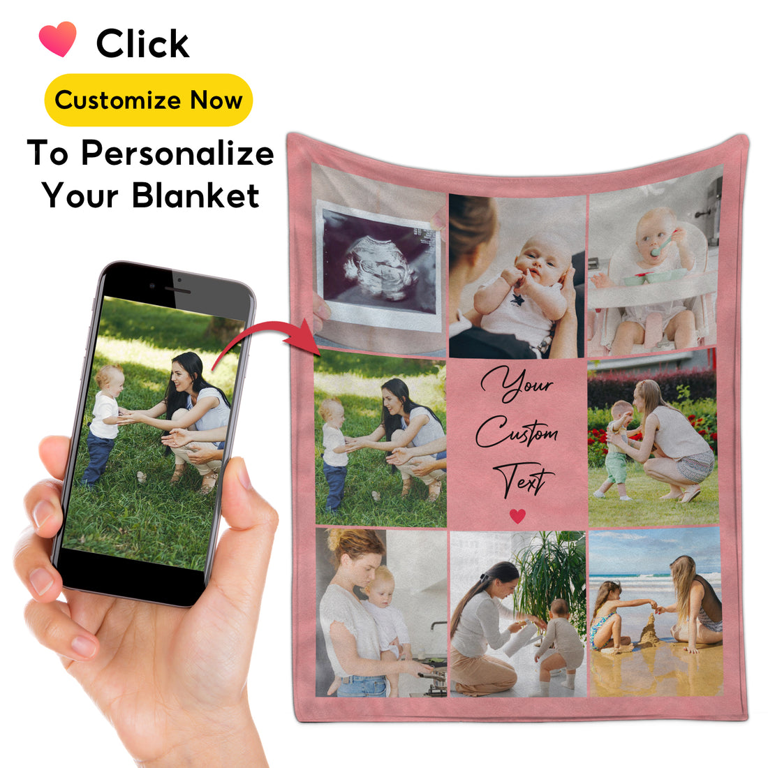 Customized Mom Blankets with Photos, Custom Memorial Blankets with Photo Text, Customizable Blanket with Pictures 2