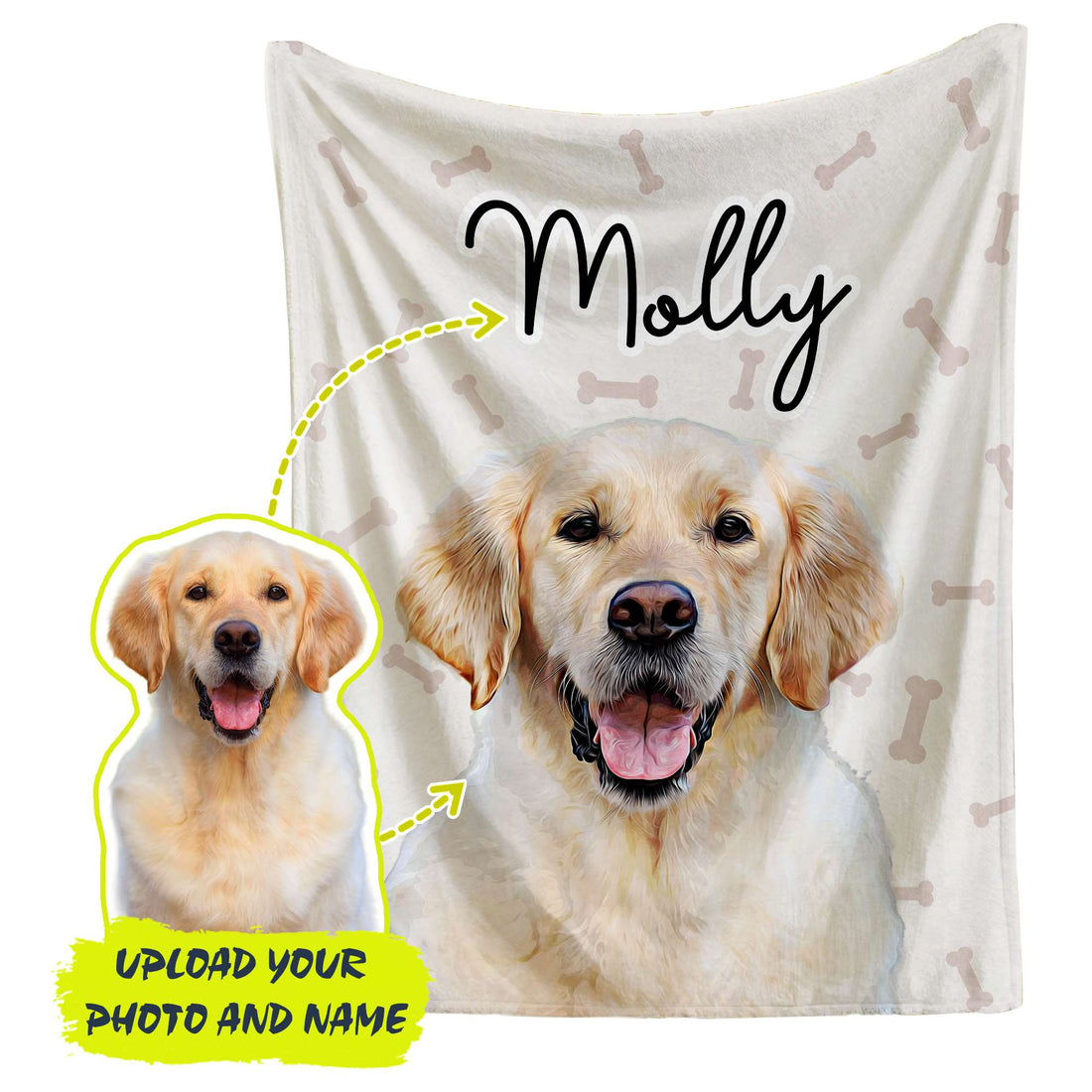 Custom Dog Blanket with Photo and Text, Personalized Pet Blanket for Dogs, Custom Flannel Blanket with Picture, Personalized Pet Memorial Gifts for Dogs
