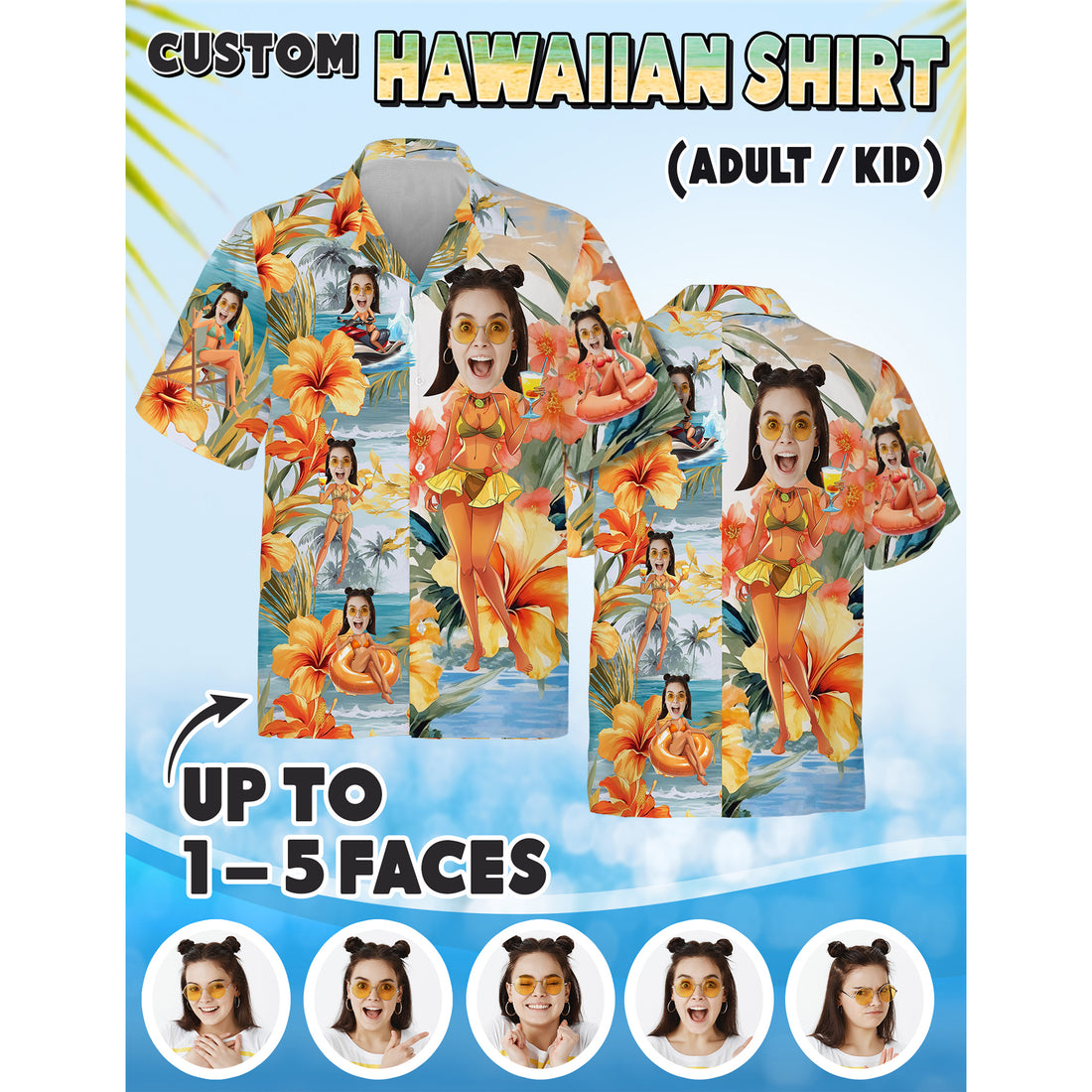 Photo Print Hawaiian Shirt, Funny & Personalized Gift for Him or Her