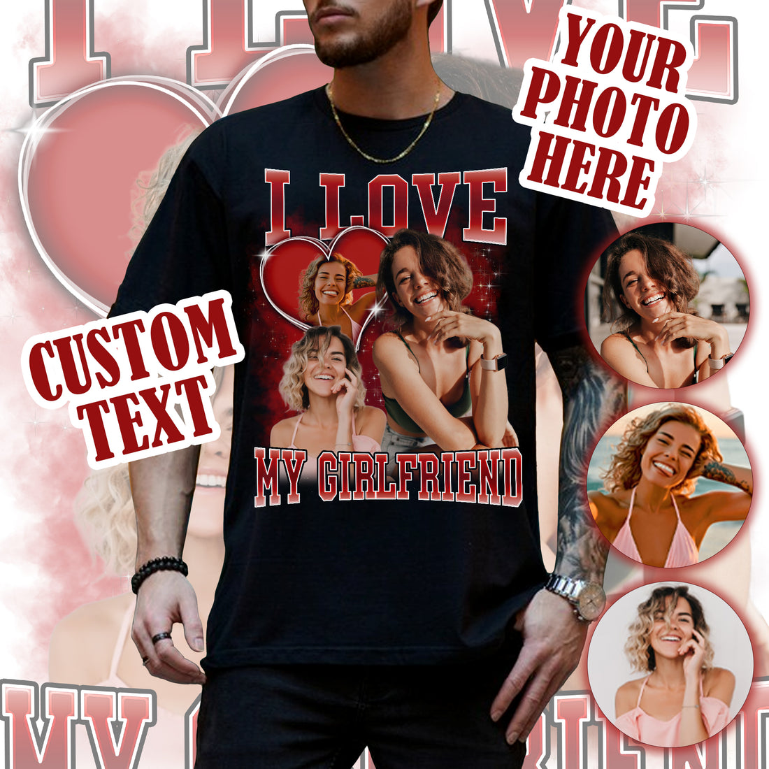 Custom Bootleg Rap Tee Shirt for Women and Men, Custom Face and Photo Picture Shirt, Gift Idea for Couples, Family and Friends