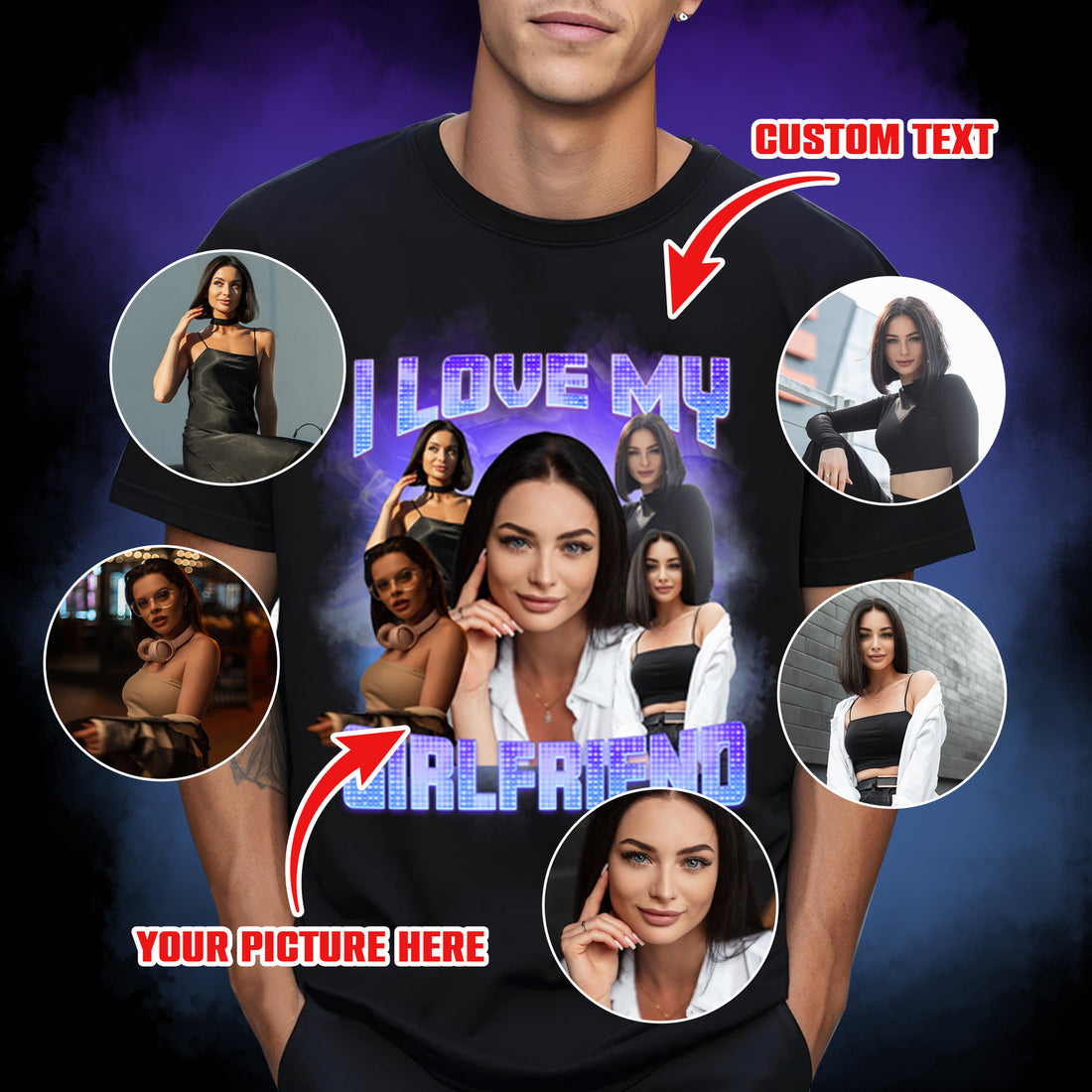 Custom Bootleg Rap Tee Shirt, Custom Face Shirt, Personalized Tshirts with Photo for Lover Rap BF GF Birthday Valentine Gifts