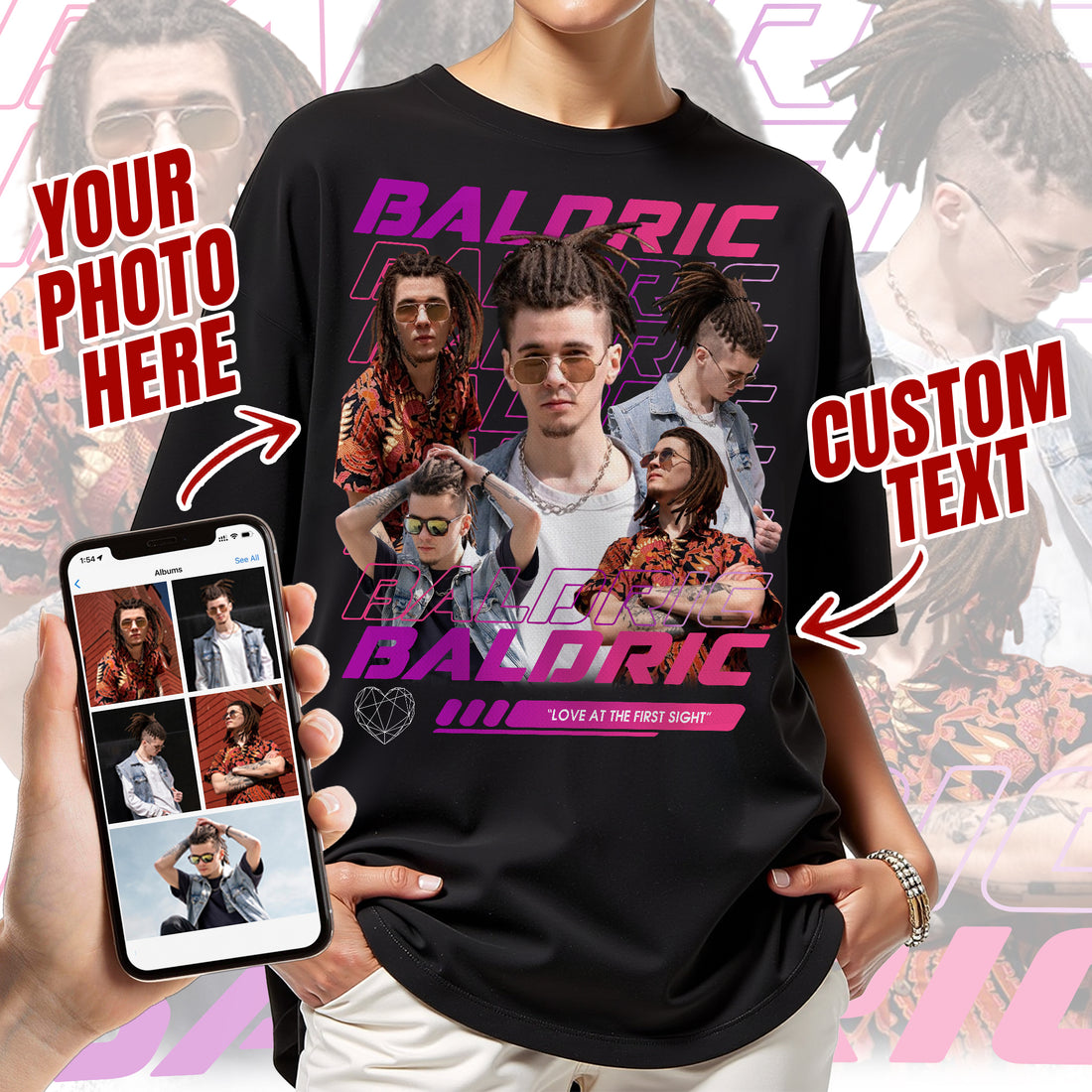 Bootleg Aesthetic Custom T-Shirt, Face and Text Print, Creative Gift for Special Moments