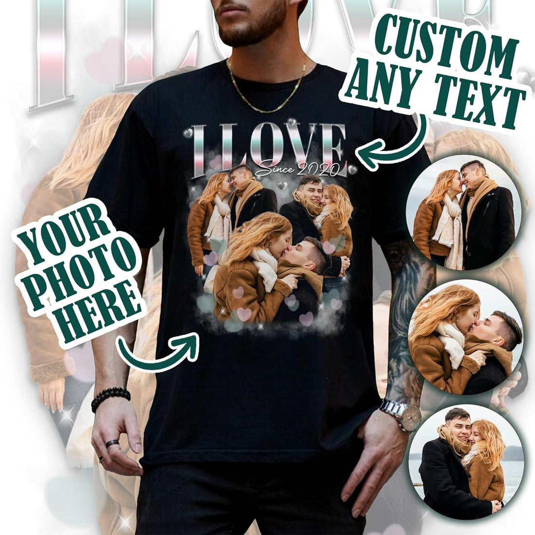 Retro Bootleg Style T-Shirt, Custom Face and Name Shirt, Unique Gift for Friends, Family or Couples