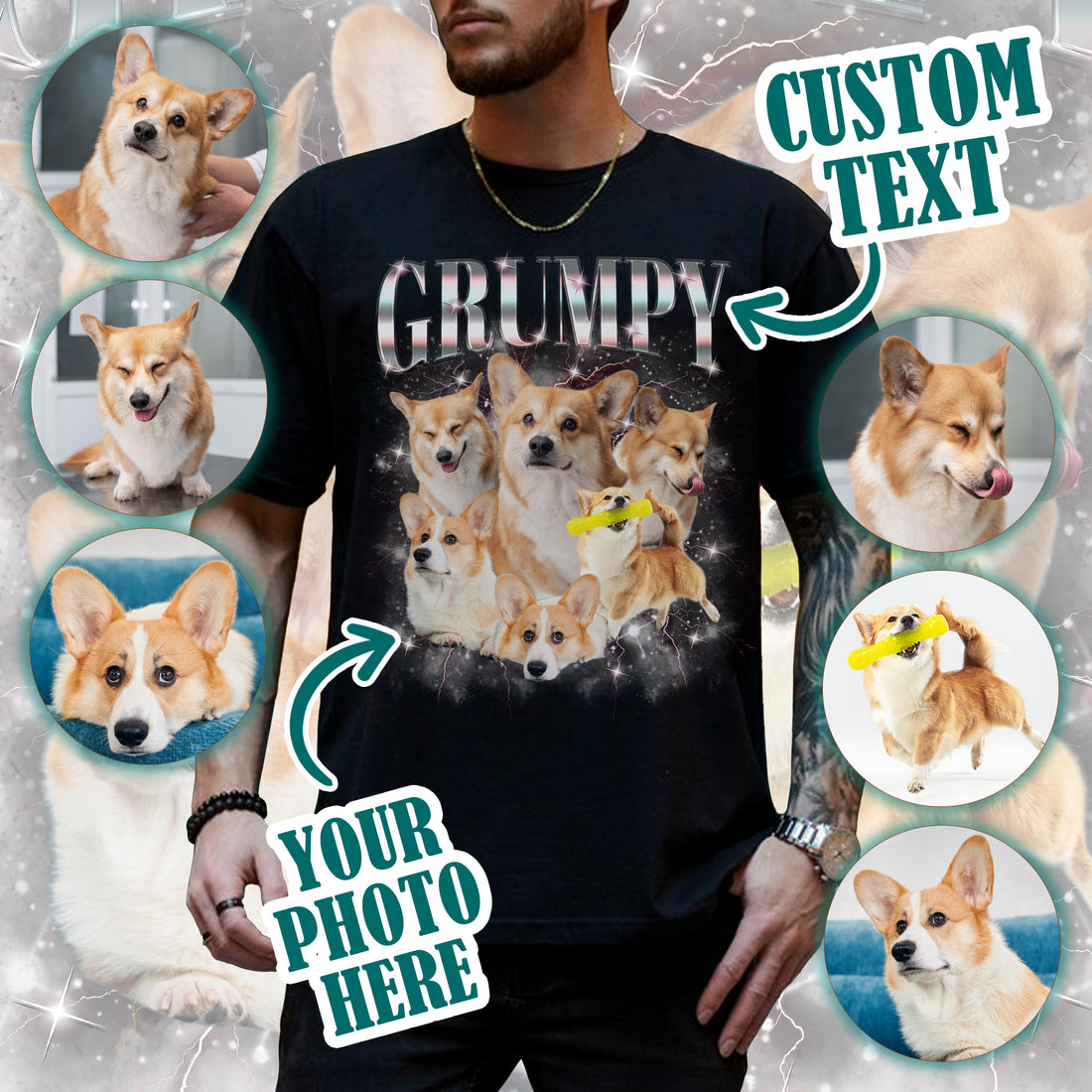 Funny Custom Dog Photo Shirt, Bootleg Style Tee for Men & Women, Perfect Gift for Pet Owners