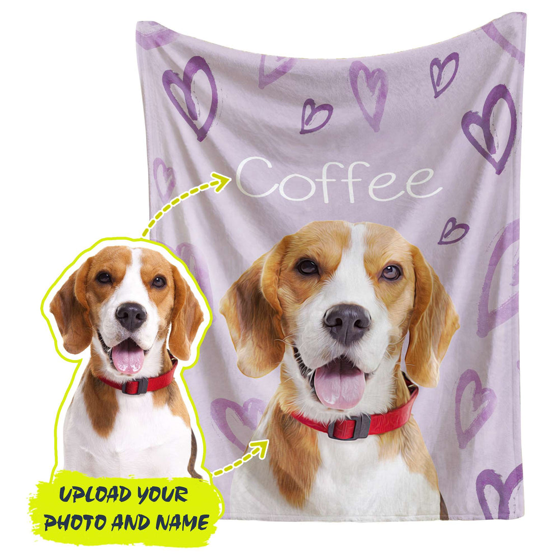 Custom Pet Blanket with Photo Text Personalized, Customized Dog Flannel Blankets with Pictures, Personalized Dog Memorial Gifts for Loss of Dog