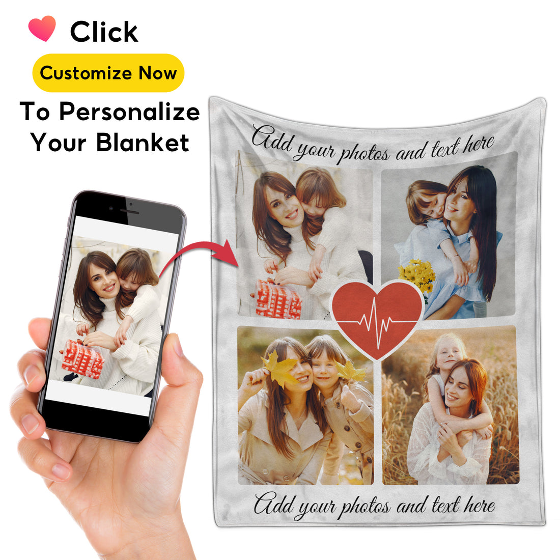 Customized Mom Blankets with Photos, Custom Memorial Blankets with Photo Text, Customizable Blanket with Pictures 4