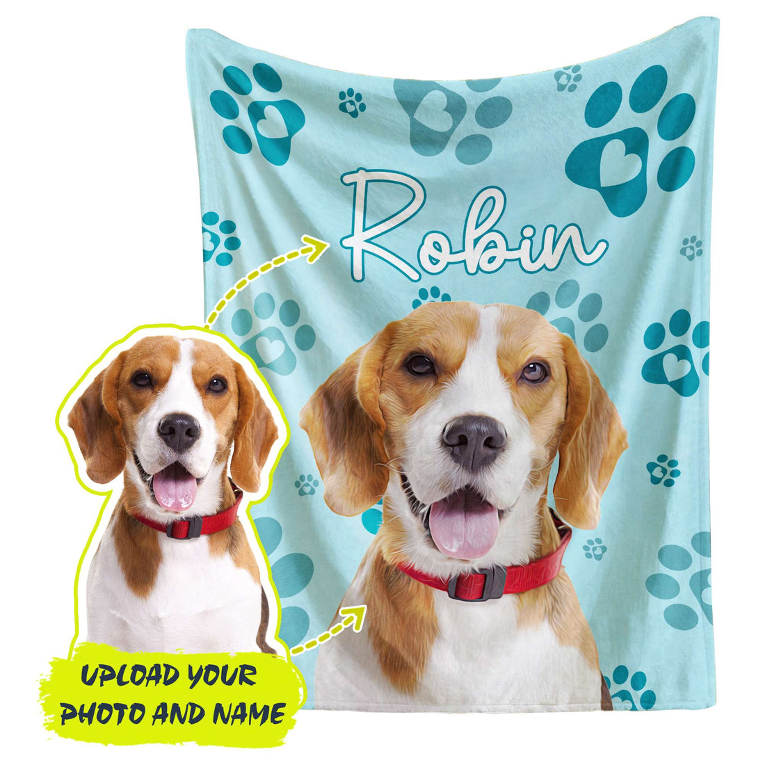 Custom Dog Blanket with Name and Photo, Personalized Blanket for dogs with Picture, Customized Flannel Dog Blankets, Dog Memorial Gifts for Loss of Dog