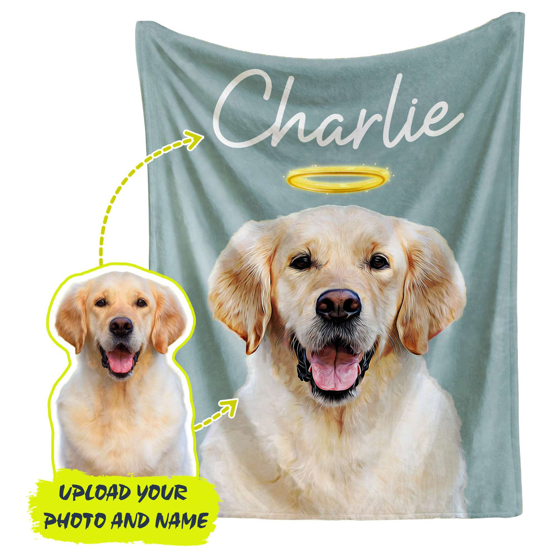 Personalized Dog Blanket for Dog Lovers Dog Owners, Custom Dog Blanket with Photos and Text, Personalized Dog Photo Flannel Blankets