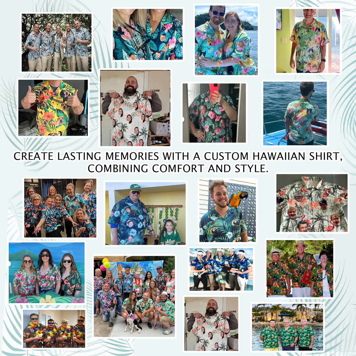Custom Face Hawaiian Shirt, Personalized Flamingo & Palm Tree Aloha Beach Shirt, Family Vacation Gift, for Women & Husbands, for Beach, Anniversaries