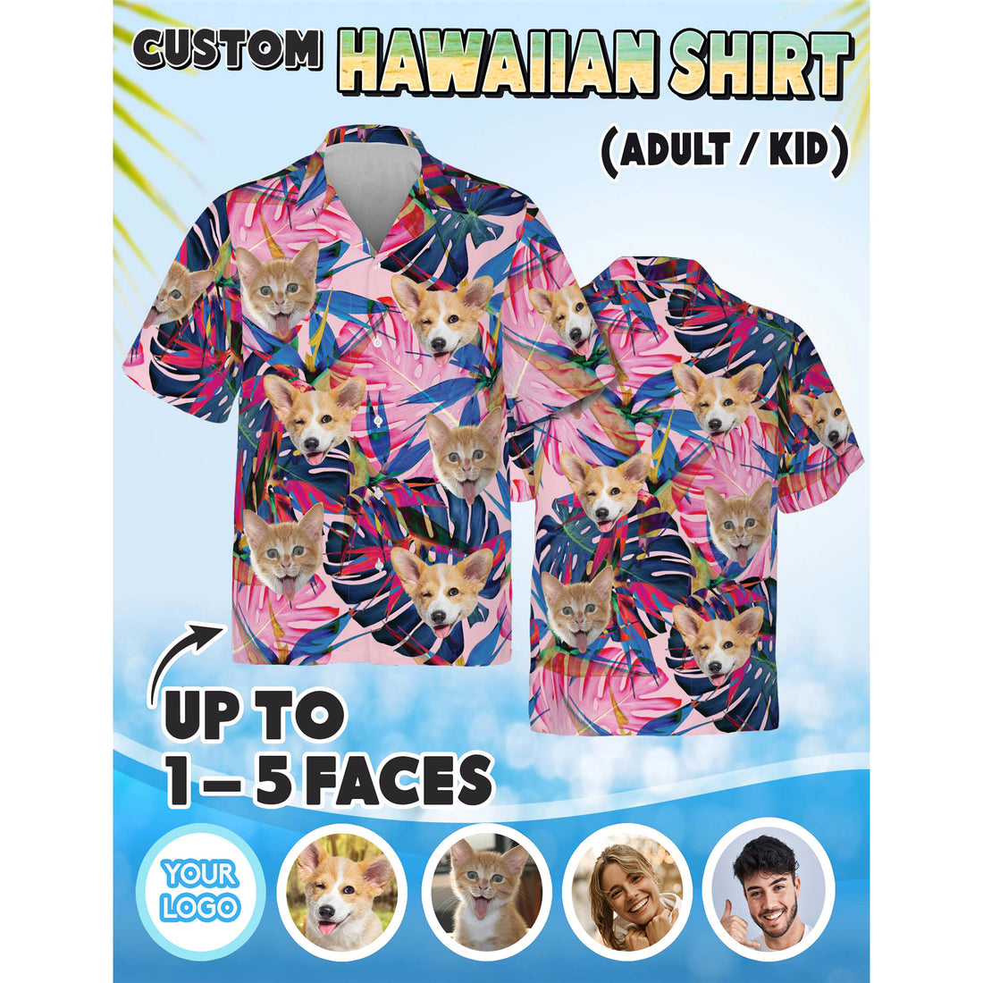 Cat Face Shirt for Women, Unique Personalized Gift for Wife or Sister