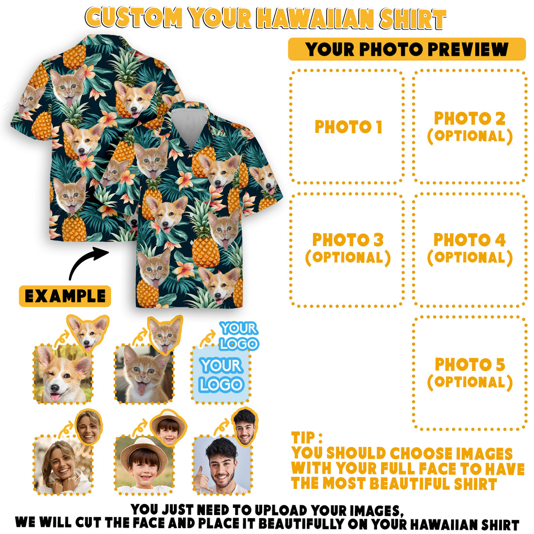 Dog Face Hawaiian Shirt, Cool Vacation Gift for Husband or Boyfriend