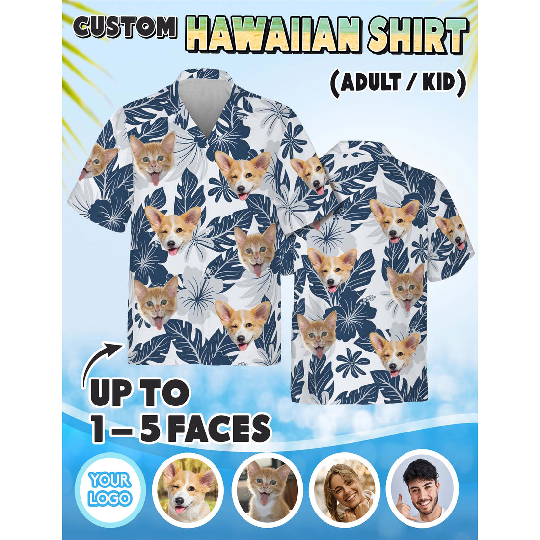 Custom Hawaiian Shirt with Pet Photo, Unique Gift for Mom or Wife