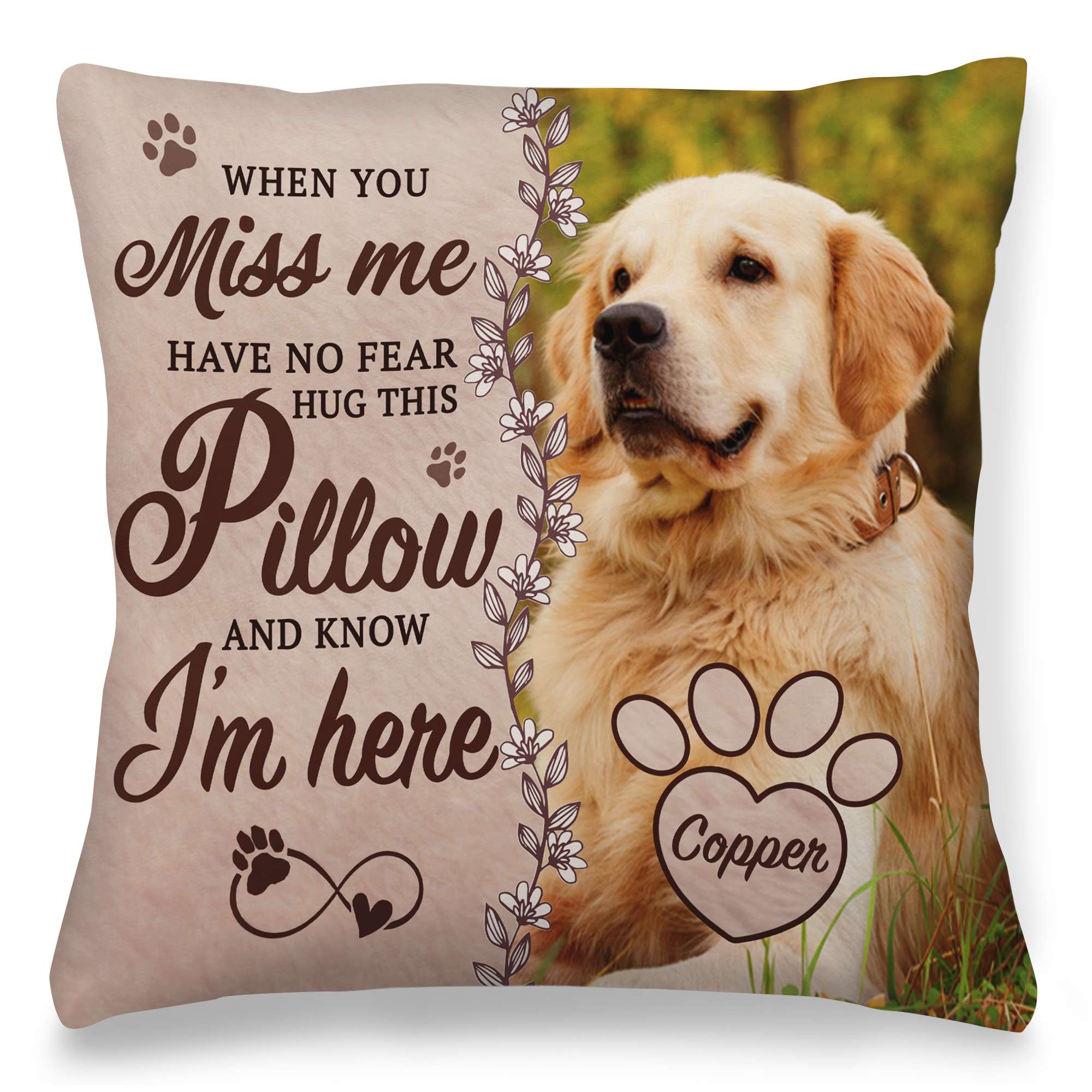 Personalized Pet Memorial Pillow with Photo, Dog Memorial Gifts for Loss of Dogs Cats, Pet Photo Gifts for Dog Lovers