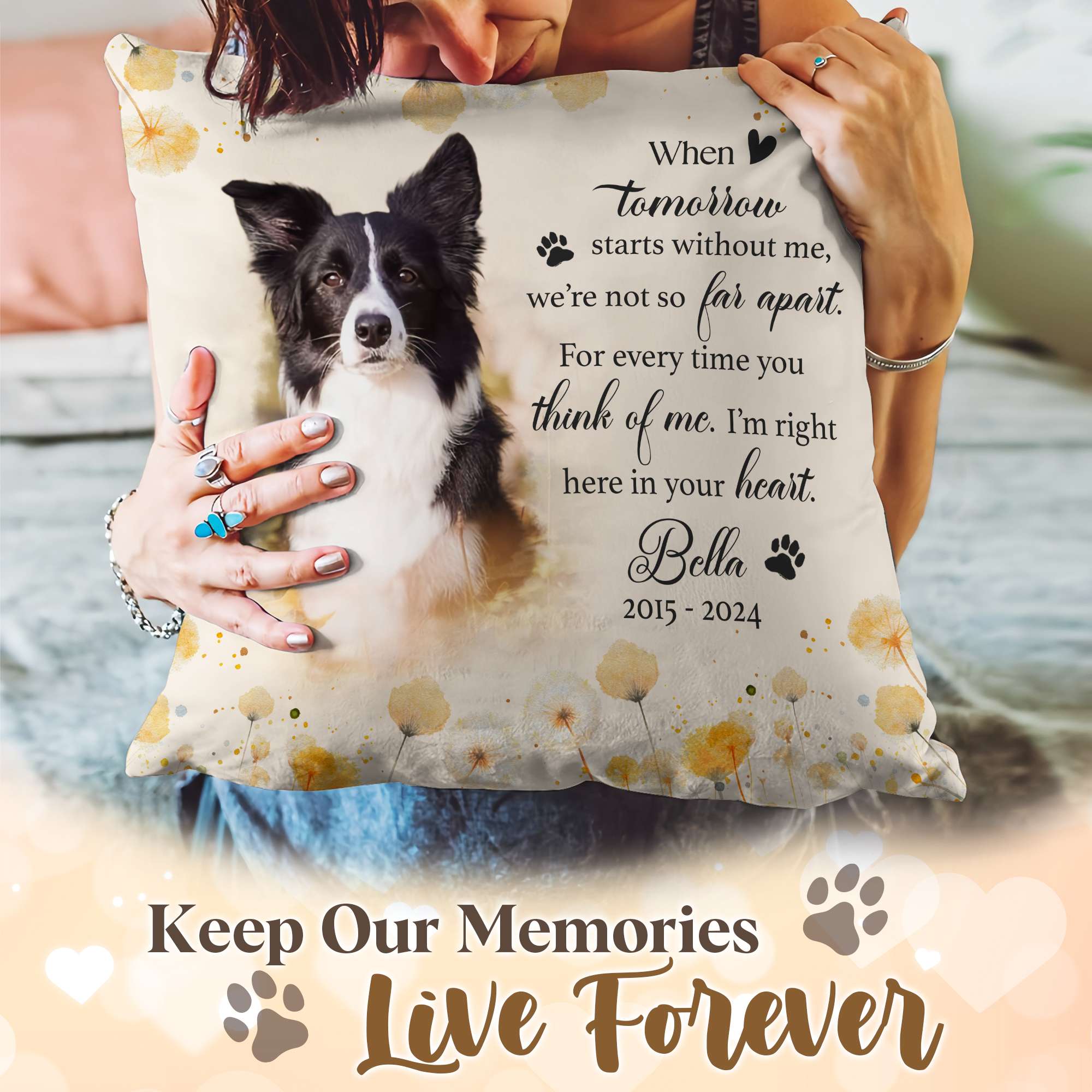 Personalized Pet Memorial Pillow with Photo, Dog Memorial Gifts for Loss of Dog, Pet Loss Gifts Dog, in Memory of Dog Gifts