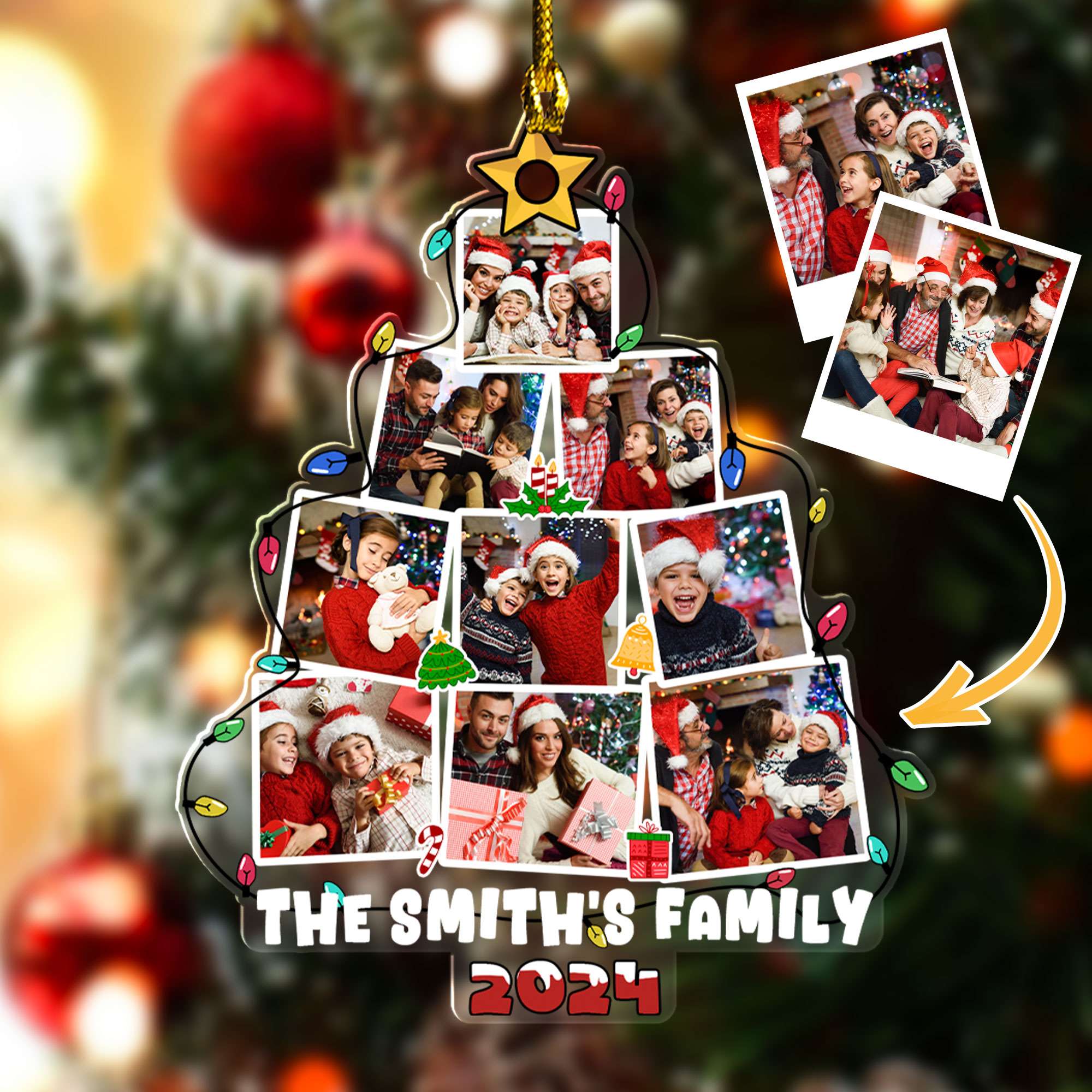 Personalized Christmas Tree Ornament - Family Photo Acrylic Decorations 2025 - Gifts for Grandparents, Dad, Mom, Kids, Friends