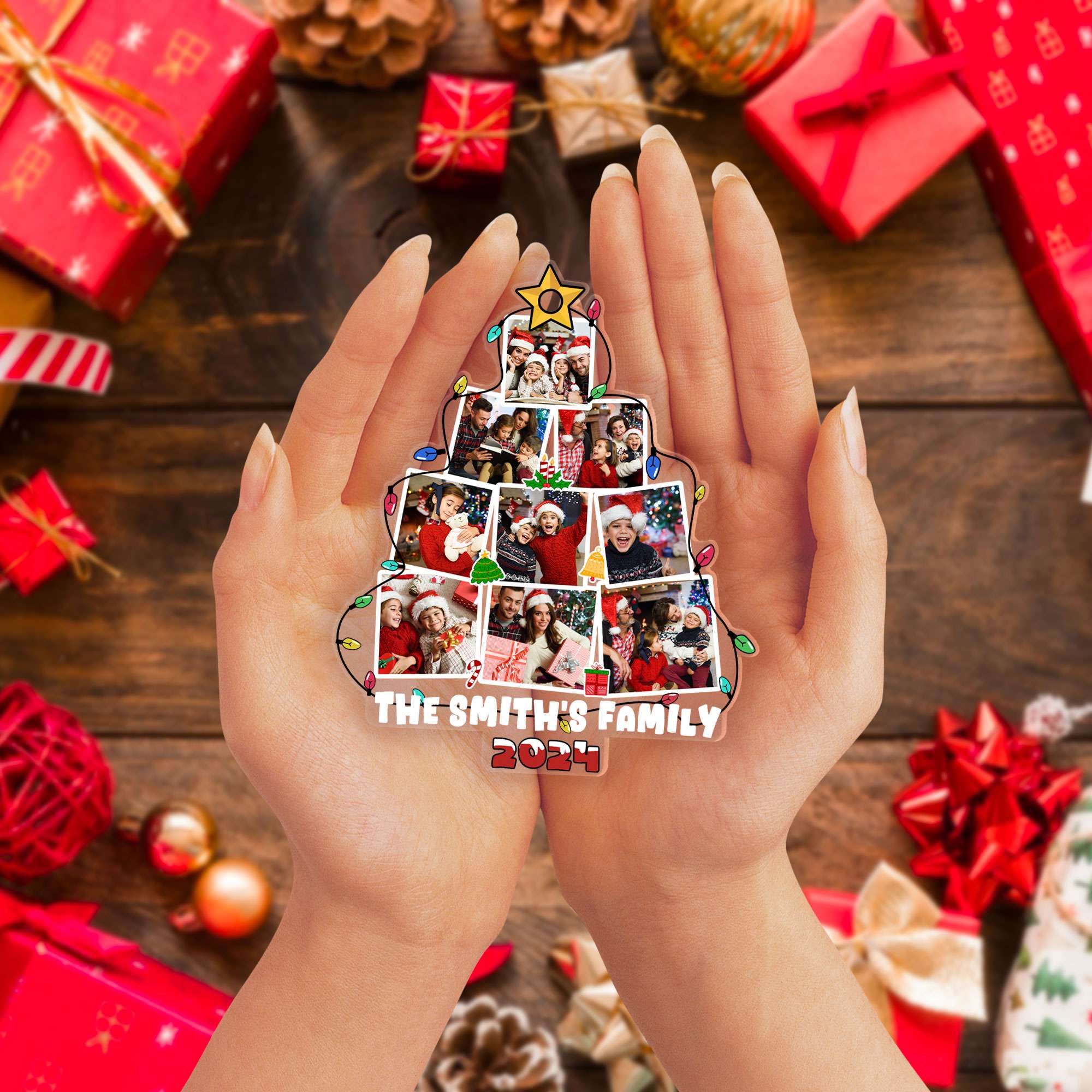 Personalized Family Christmas Ornaments with Photos 2025, Christmas Thanksgiving Gifts for Family Grandparents Mom Dad Kids