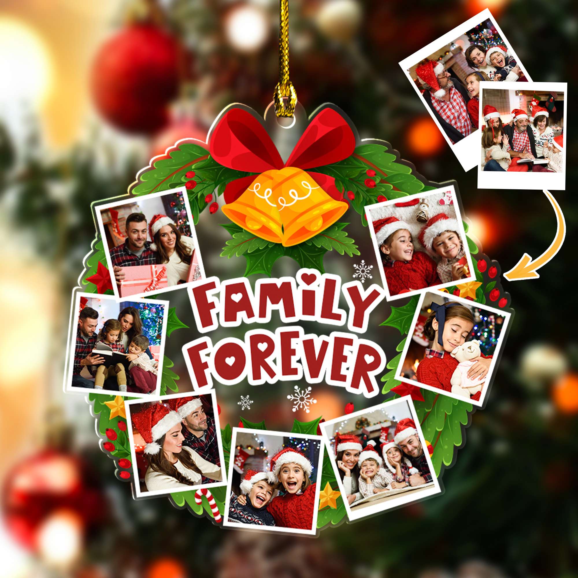 Personalized Acrylic Photo Family Tree Christmas Ornament 2025, Decorations Gifts for Grandparents, Dad, Mom, Kids, Friends