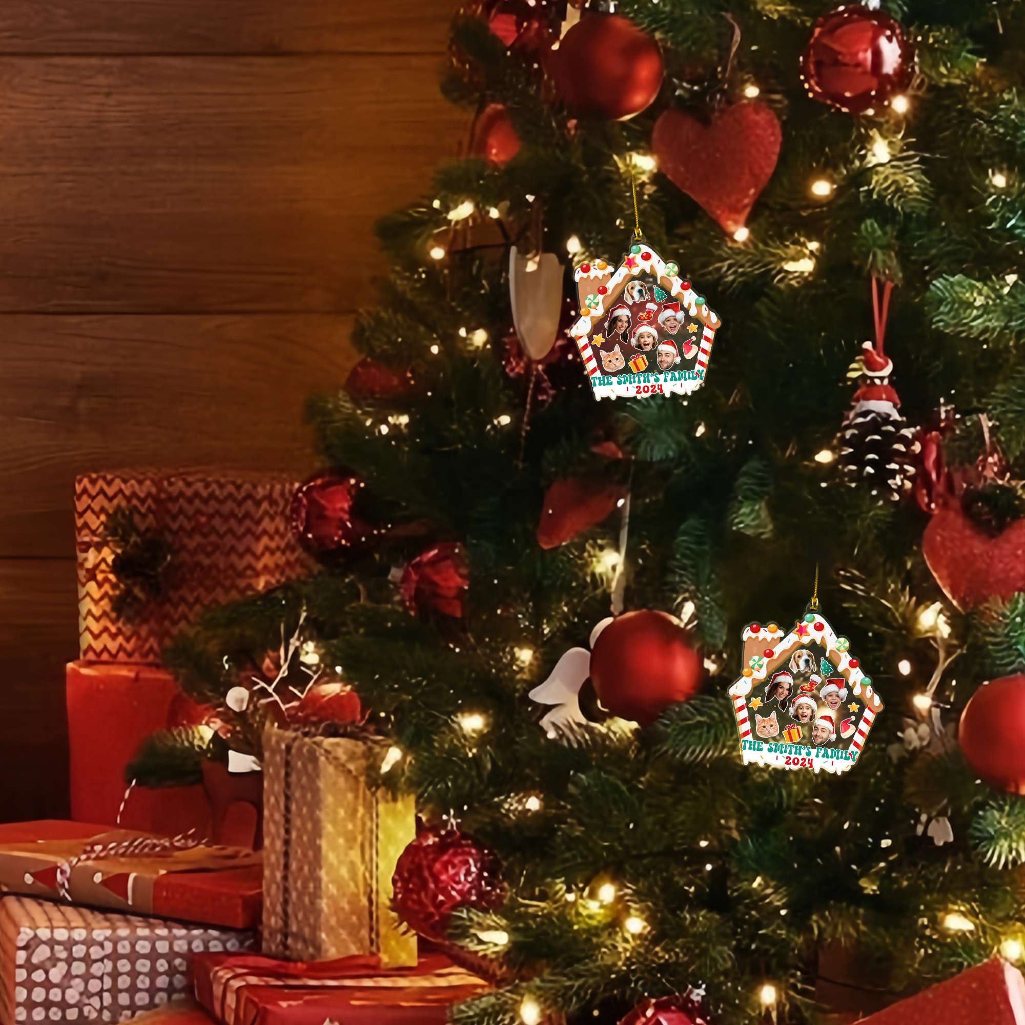 Personalized Christmas Ornaments 2025 - Family Photo Acrylic Ornaments with Names