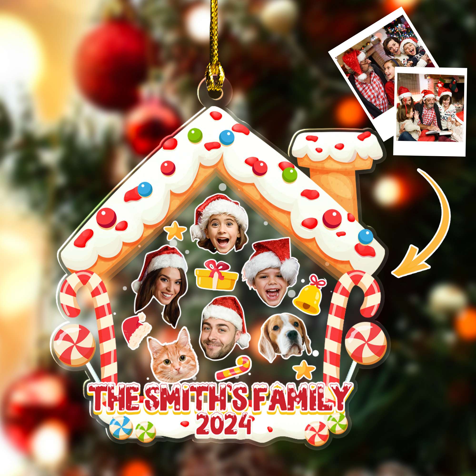 Personalized Christmas Ornaments 2025 - Family Photo Acrylic Ornaments with Names, Family
