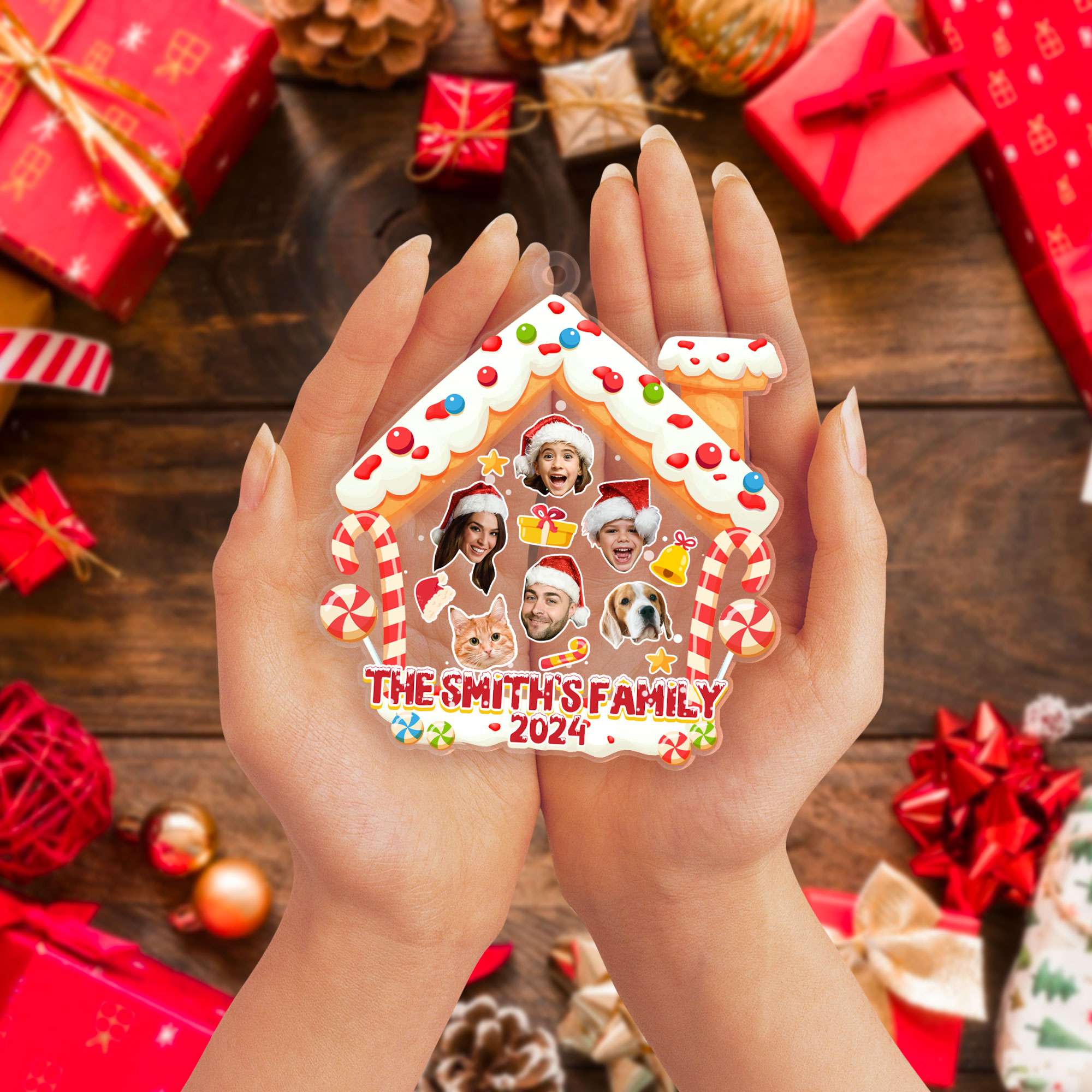 Personalized Christmas Ornaments 2025 - Family Photo Acrylic Ornaments with Names, Family