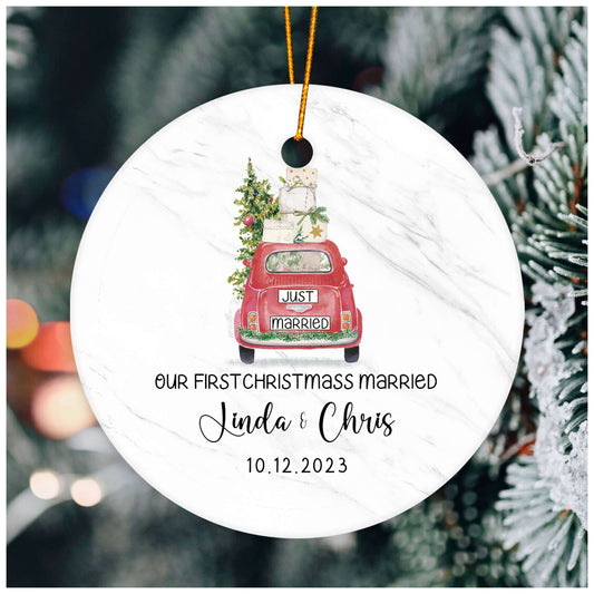 Personalized Our First Christmas Married Ornament 2025 with Custom Photo, Mr and Mrs Christmas Ornament 2025, Newlywed Gifts for Couple, Christmas Tree Decoration