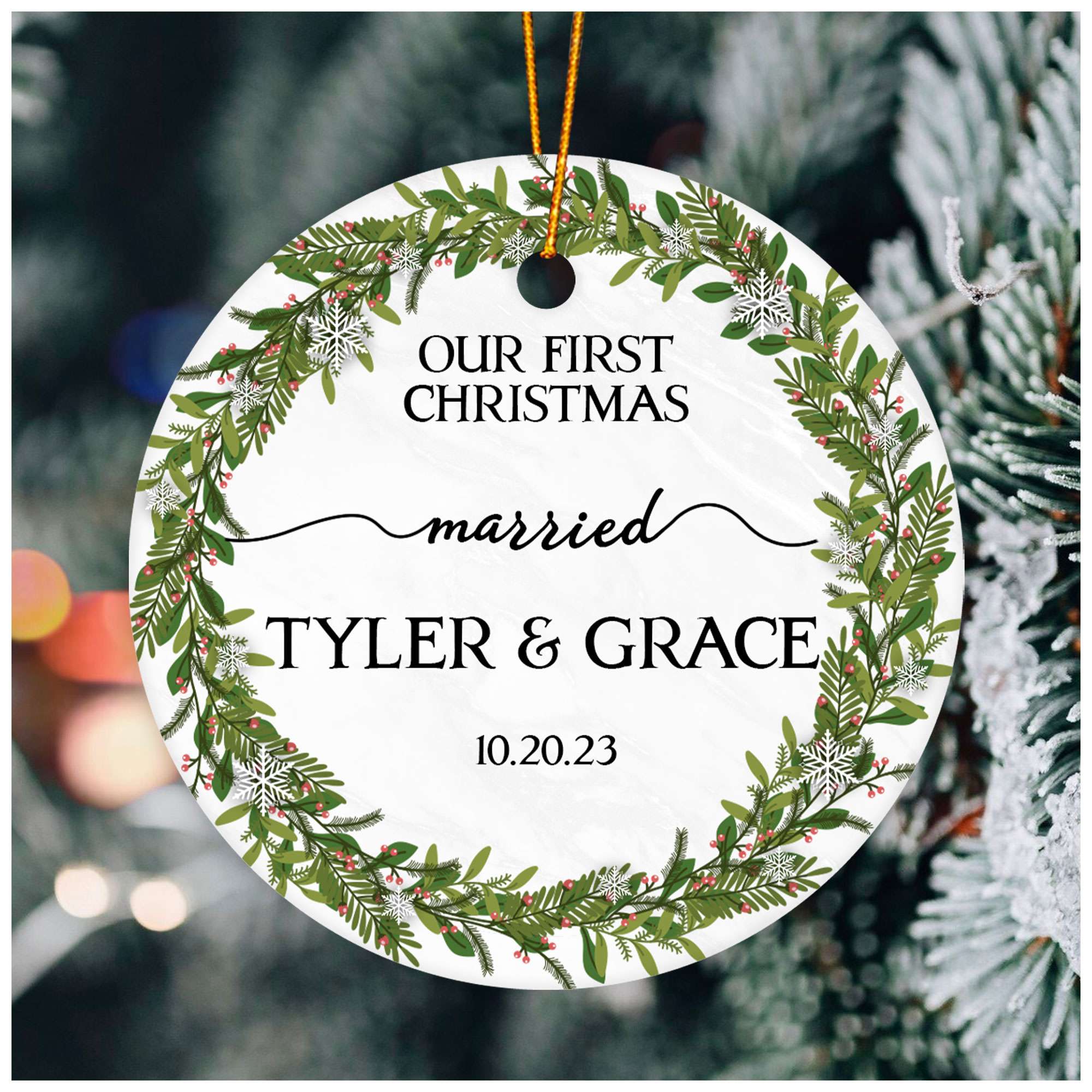 Personalized Engagement Christmas Ornament 2025 with Custom Photo, Our First Christmas Married Ornament 2025, 1st Christmas Married Gift for Wedding Gifts, Couples