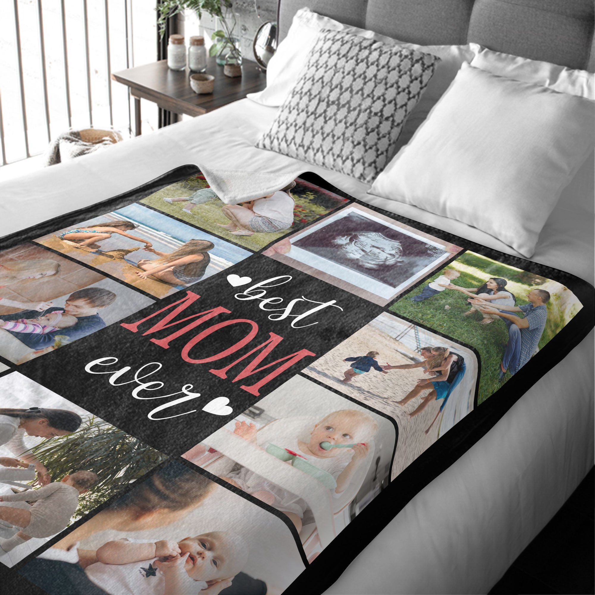 Customized Mom Blankets with Photos, Custom Memorial Blankets with Photo Text, Customizable Blanket with Pictures 1