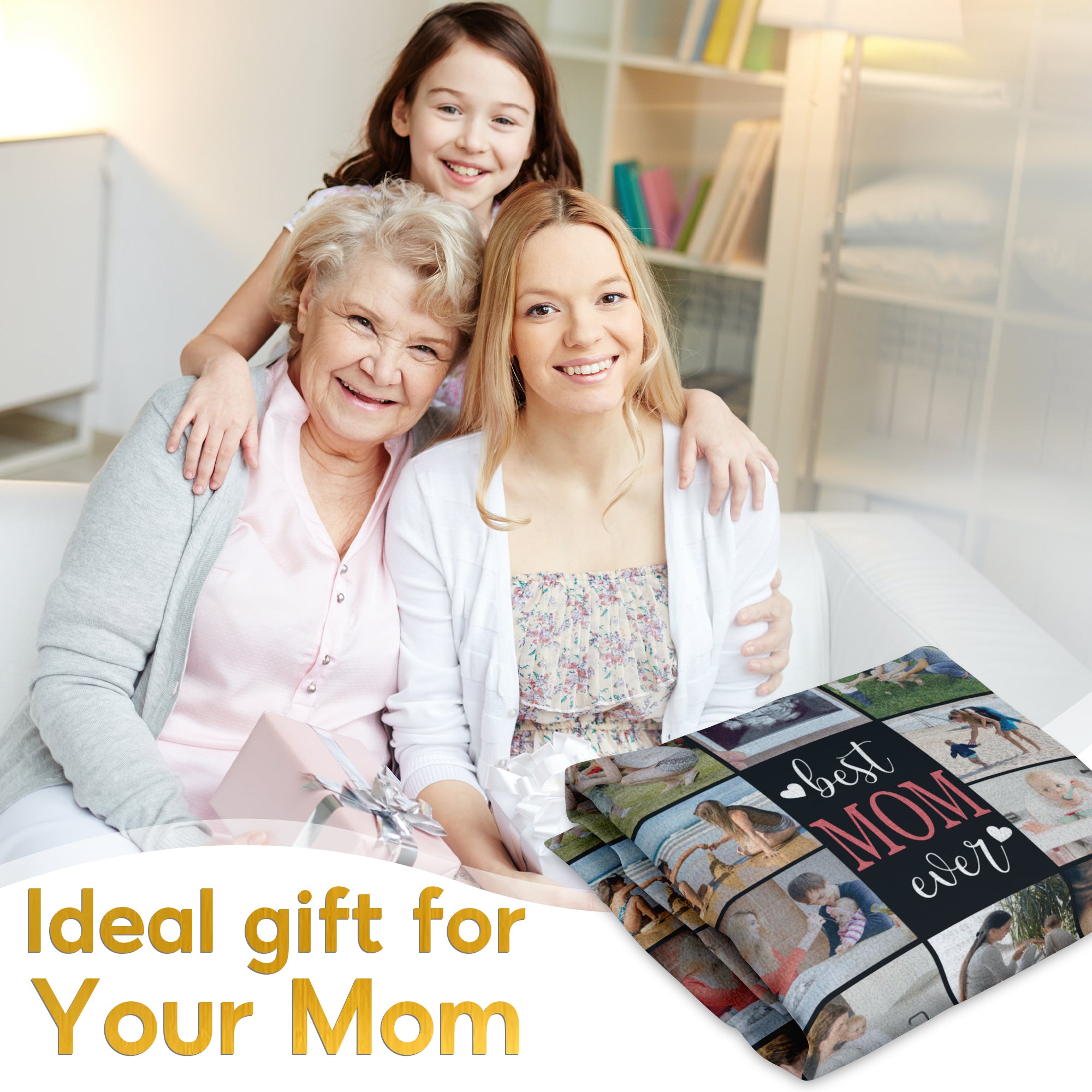 Customized Mom Blankets with Photos, Custom Memorial Blankets with Photo Text, Customizable Blanket with Pictures 1
