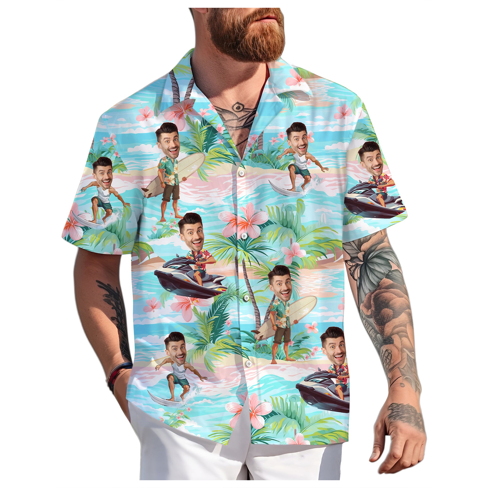 Personalized Aloha Shirt with Photo, Unique Vacation Gift for Wife, Boyriend, Mom or Sister
