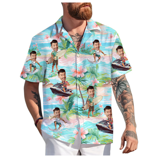 Personalized Aloha Shirt with Photo, Unique Vacation Gift for Wife, Boyriend, Mom or Sister