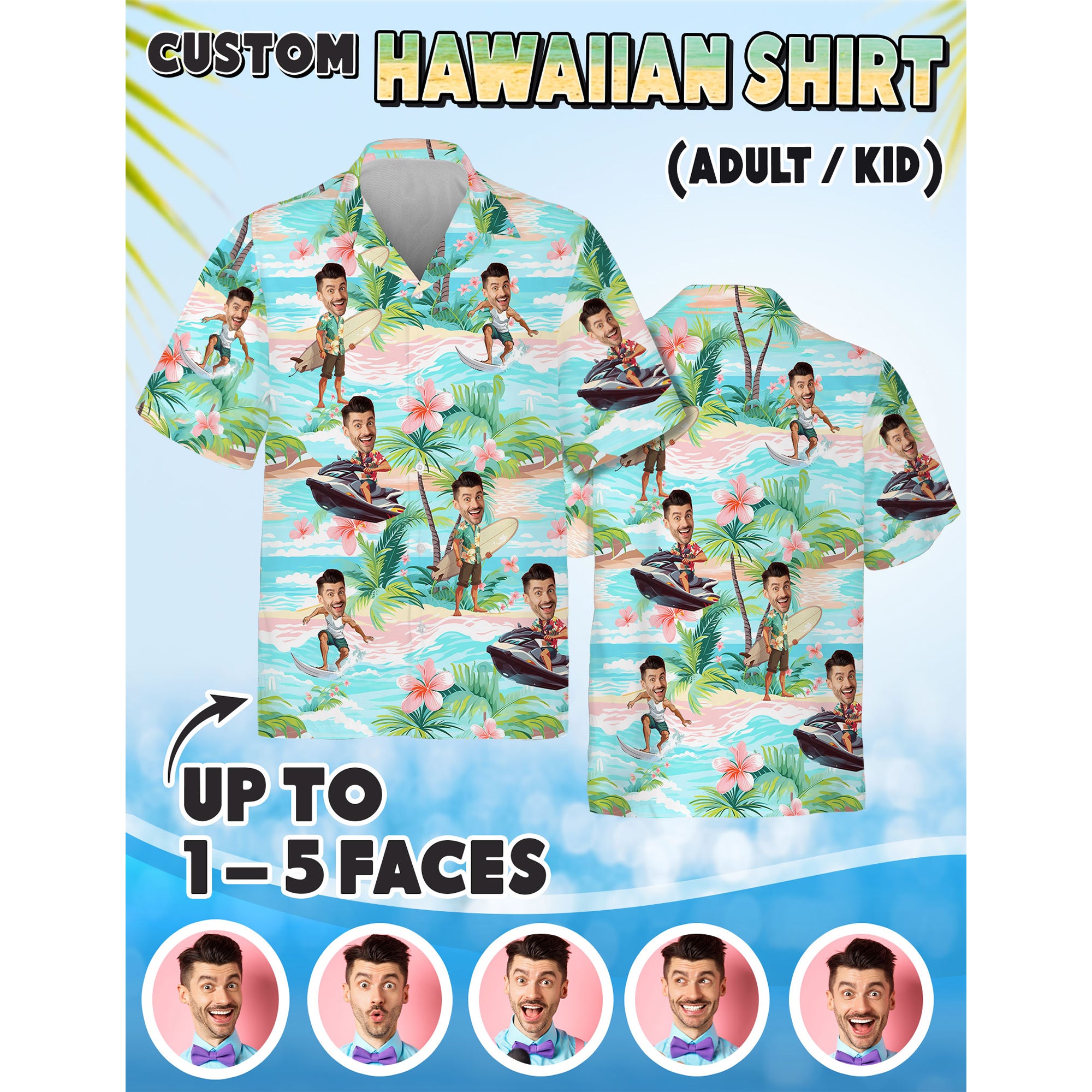 Personalized Aloha Shirt with Photo, Unique Vacation Gift for Wife, Boyriend, Mom or Sister
