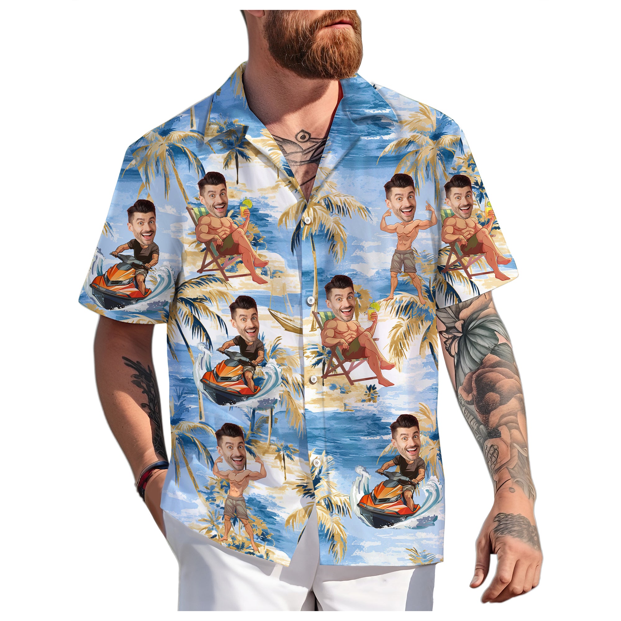 Funny Hawaiian Shirt with Your Face, Bachelor, Bachelorette, or Summer Party Gift Idea