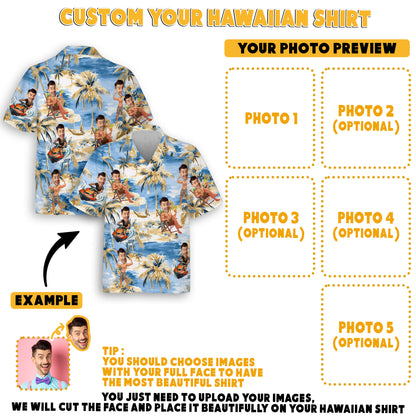 Funny Hawaiian Shirt with Your Face, Bachelor, Bachelorette, or Summer Party Gift Idea