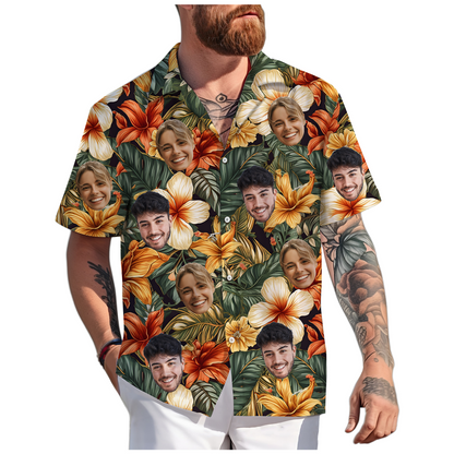 Hawaiian Shirt with Couple Photos, Unique Gift for Valentine’s Day