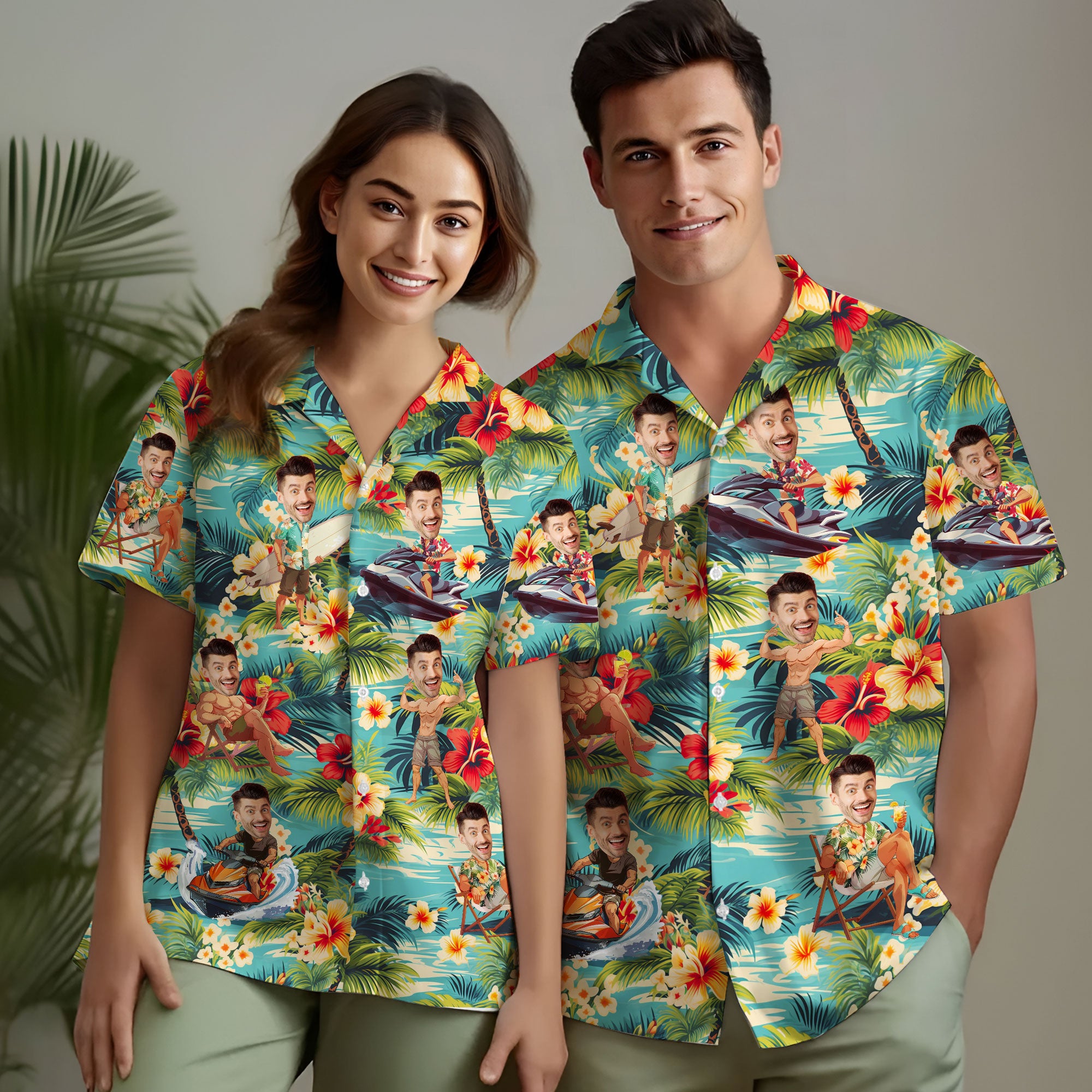 Tropical Custom Face Shirt, Birthday Gift for Him, Her, Brother, Uncle, or Travel Buddy