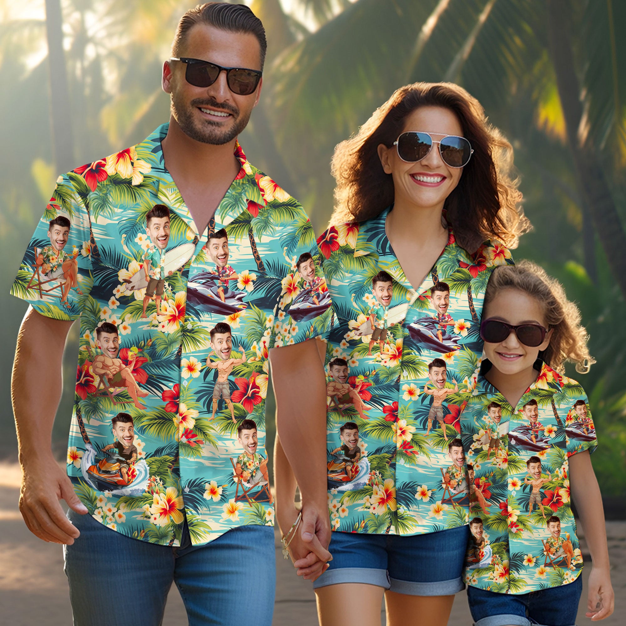 Tropical Custom Face Shirt, Birthday Gift for Him, Her, Brother, Uncle, or Travel Buddy