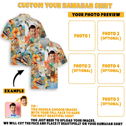 Custom Beach Shirt with Face, Matching Shirts for Couples, Best Friends, or Family Reunions