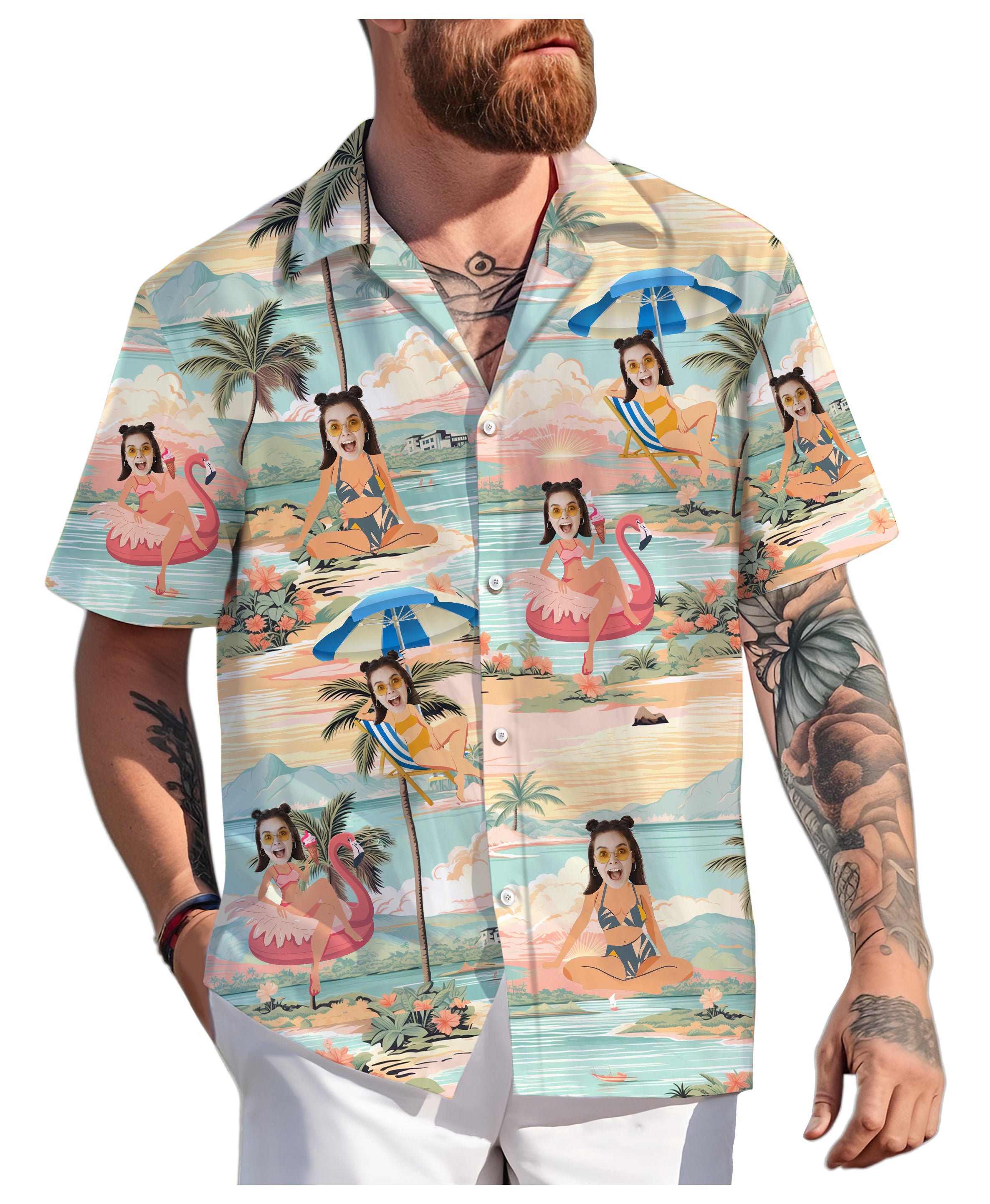 Custom Hawaiian Shirt with Face for Men Women, Personalized Hawaiian Gifts for Girlfriend Boyfriend Couples Wife Husband