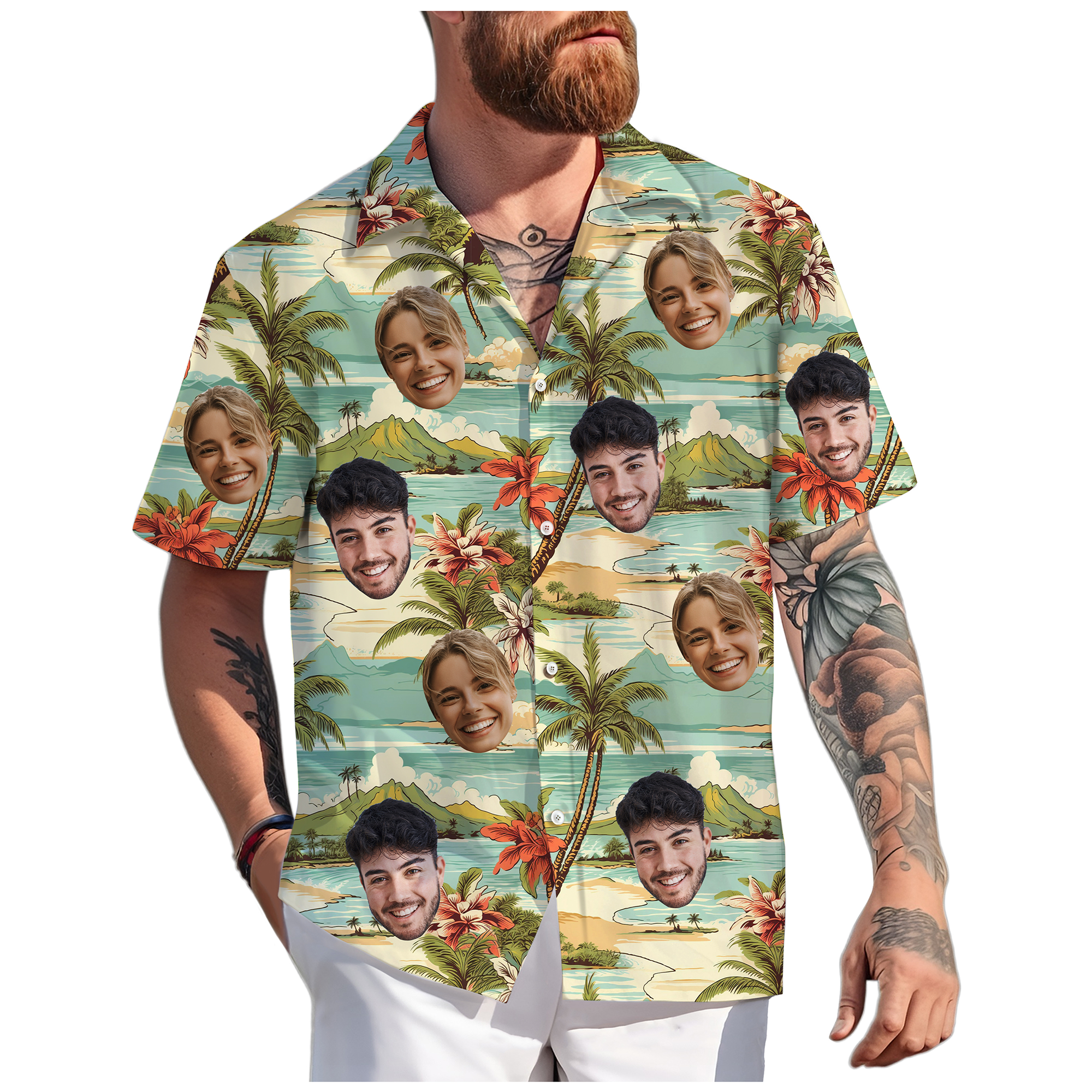 Custom Face Hawaiian Shirt, Fun Present for Best Friend or Partner