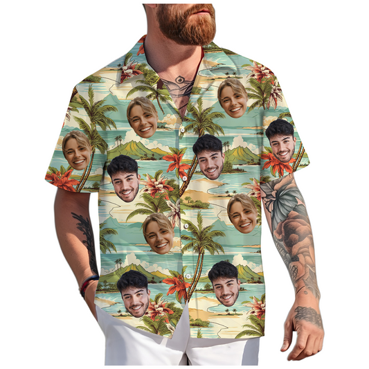 Custom Face Hawaiian Shirt, Fun Present for Best Friend or Partner