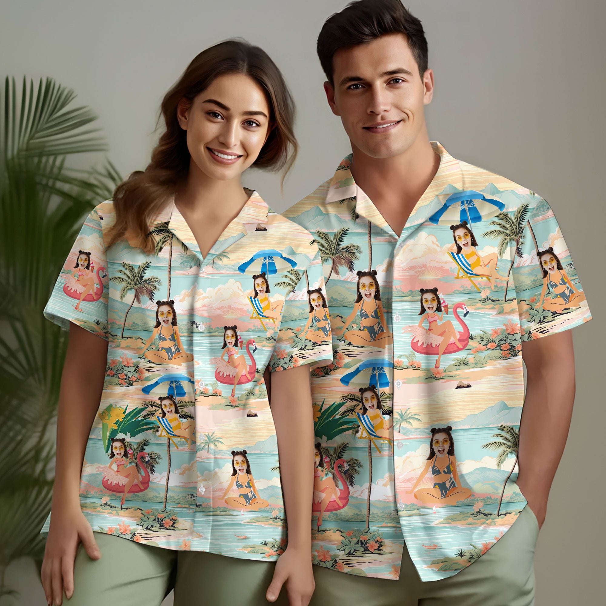 Custom Hawaiian Shirt with Face for Men Women, Personalized Hawaiian Gifts for Girlfriend Boyfriend Couples Wife Husband