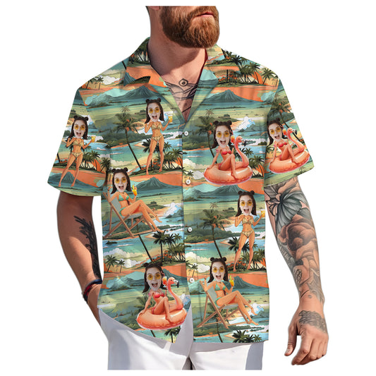 Personalized Aloha Shirt with Photo, Perfect for Summer Parties or Vacations