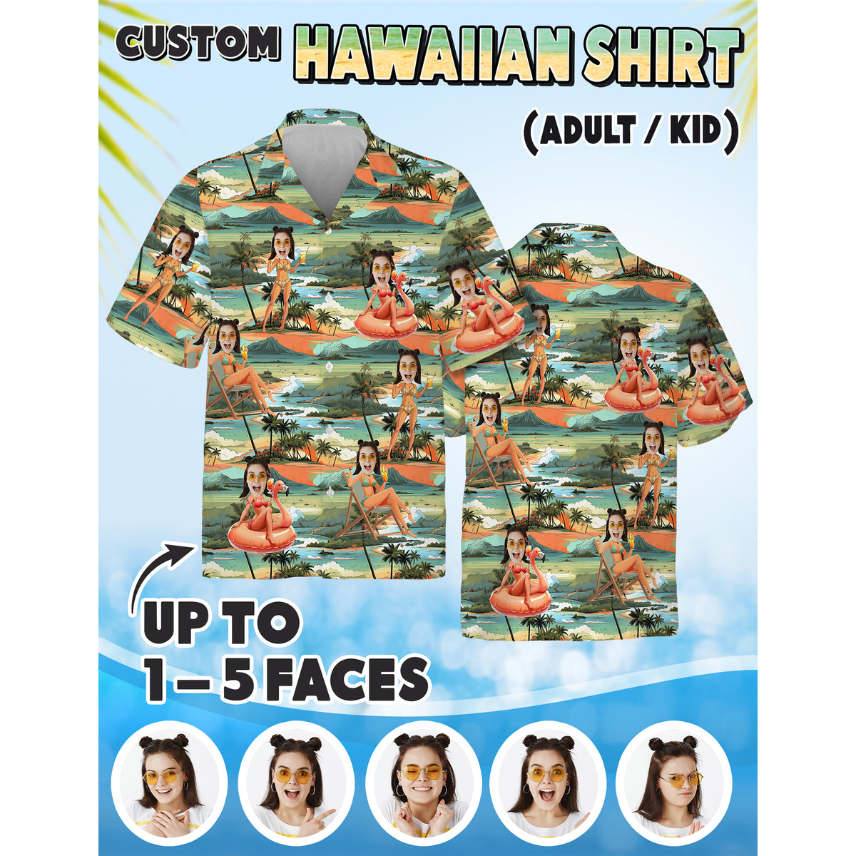 Personalized Aloha Shirt with Photo, Perfect for Summer Parties or Vacations