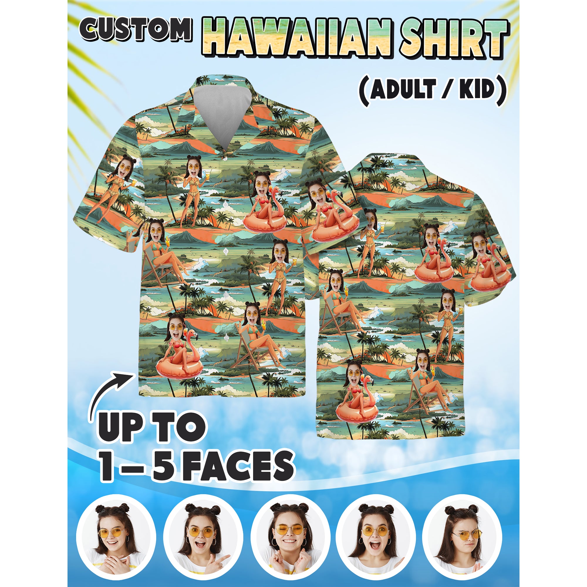 Personalized Aloha Shirt with Photo, Perfect for Summer Parties or Vacations